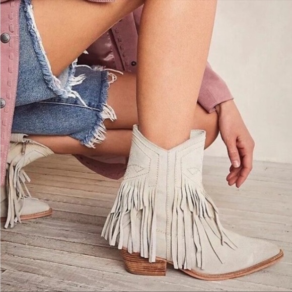 Free People Shoes - Free People Lawless Fringe Western Boot Beige size 39EU NEW